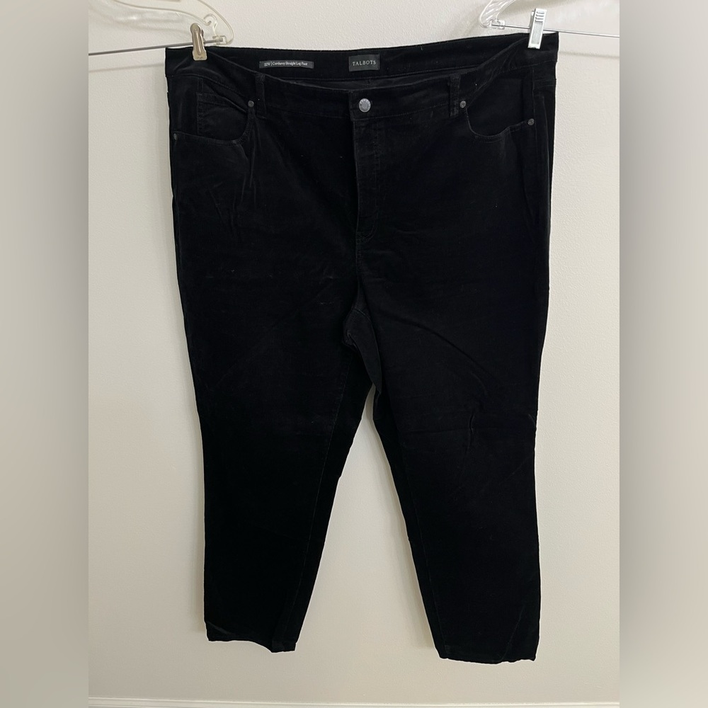Like NEW! Talbots 22W Black Corduroy Straight Leg Pants 5 pocket Slight Stretch